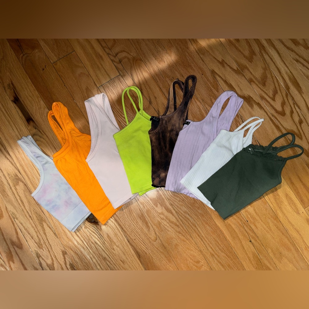 BUNDLE OF 8 CROP TANKS (XS/S) (SHEIN, PACSUN, TOPSHOP)